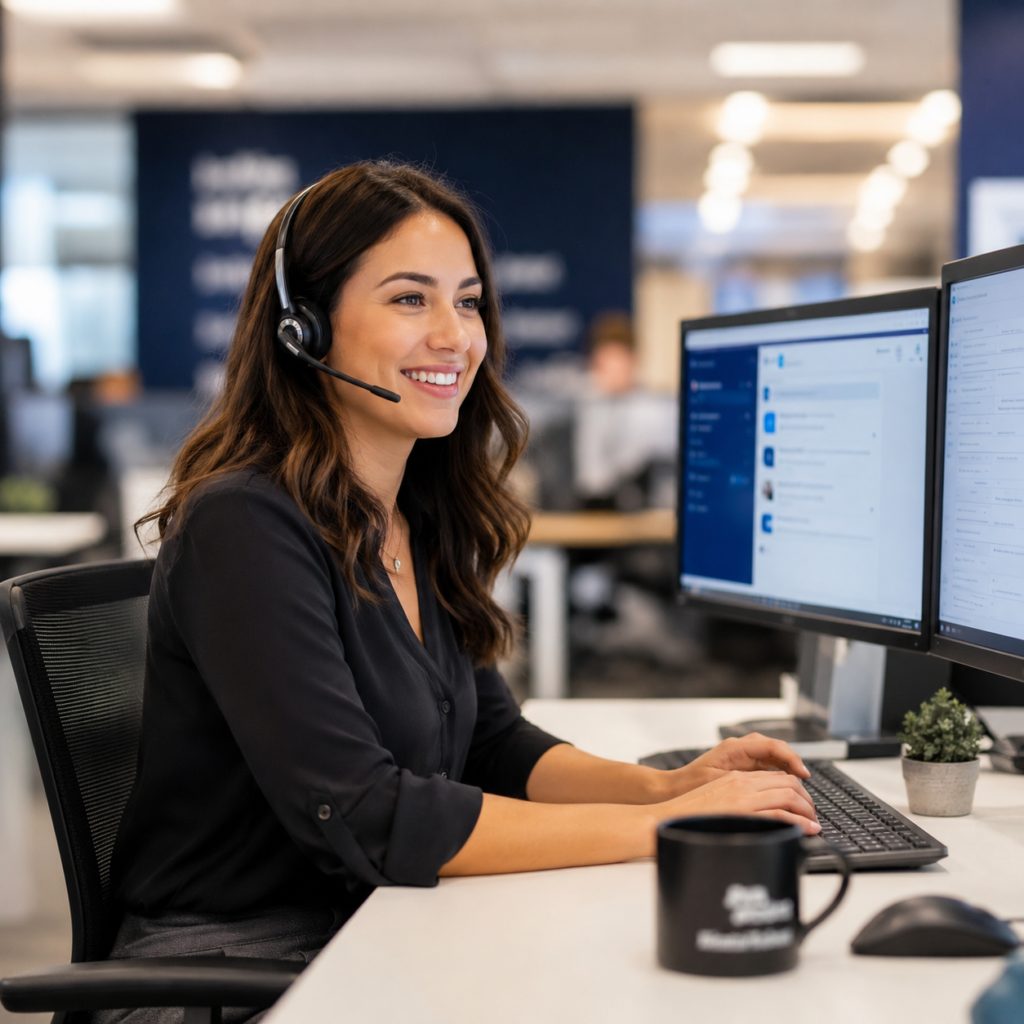 A marketing operator working at their screen