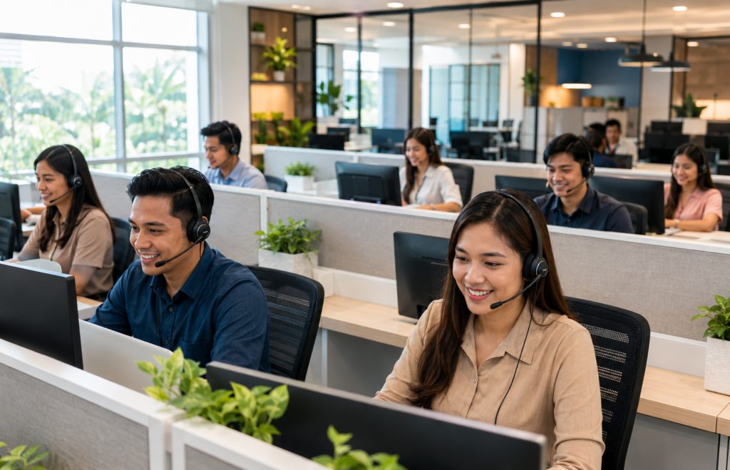 A delivery team at work in a modern office